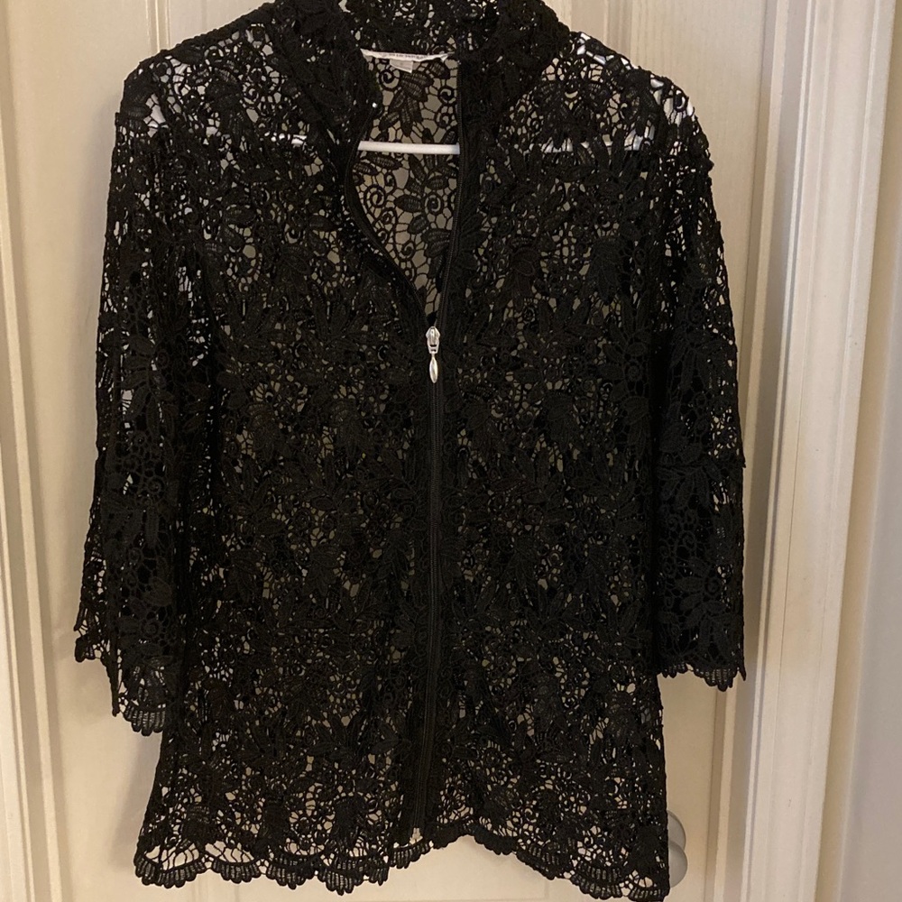 Elegant Black Lace/Crochet Women's Top